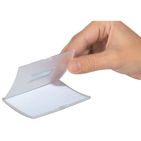 Portanomi DURABLE CLICK FOLD CON COMBI CLIP trasparente inserto 54x90 mm - PPL al 70% riciclato - conf. 25 - 821419